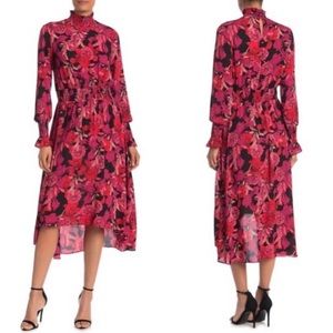 NWT Nanette Lepore Floral Smocked Mock Neck Dress Size 6